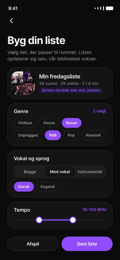 Byg liste i Odatone-appen